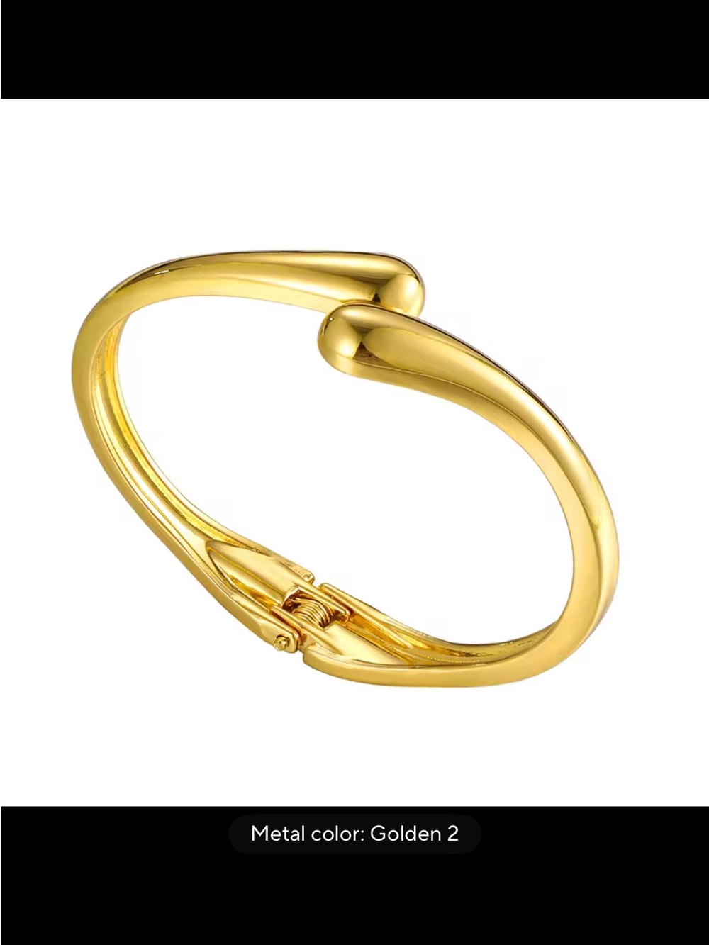 Polished Gold Open Hinge Cuff Bracelet - Women